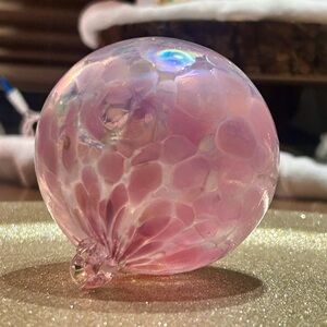 Blown glass ornament pink 3.5”